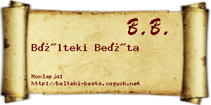 Bélteki Beáta névjegykártya